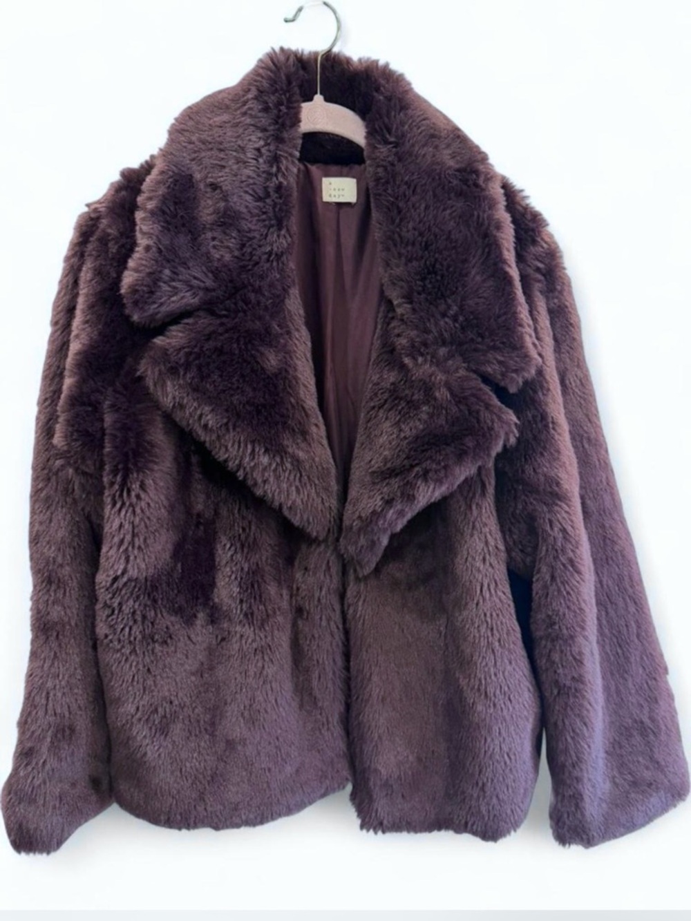 a new day Plush Faux Fur Teddy Jacket in Deep Plum - Picture 4 of 6
